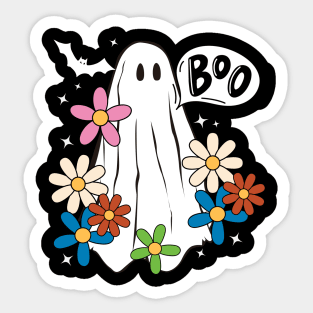 Funny Scary Retro Halloween Ghost Graphic Art Sticker